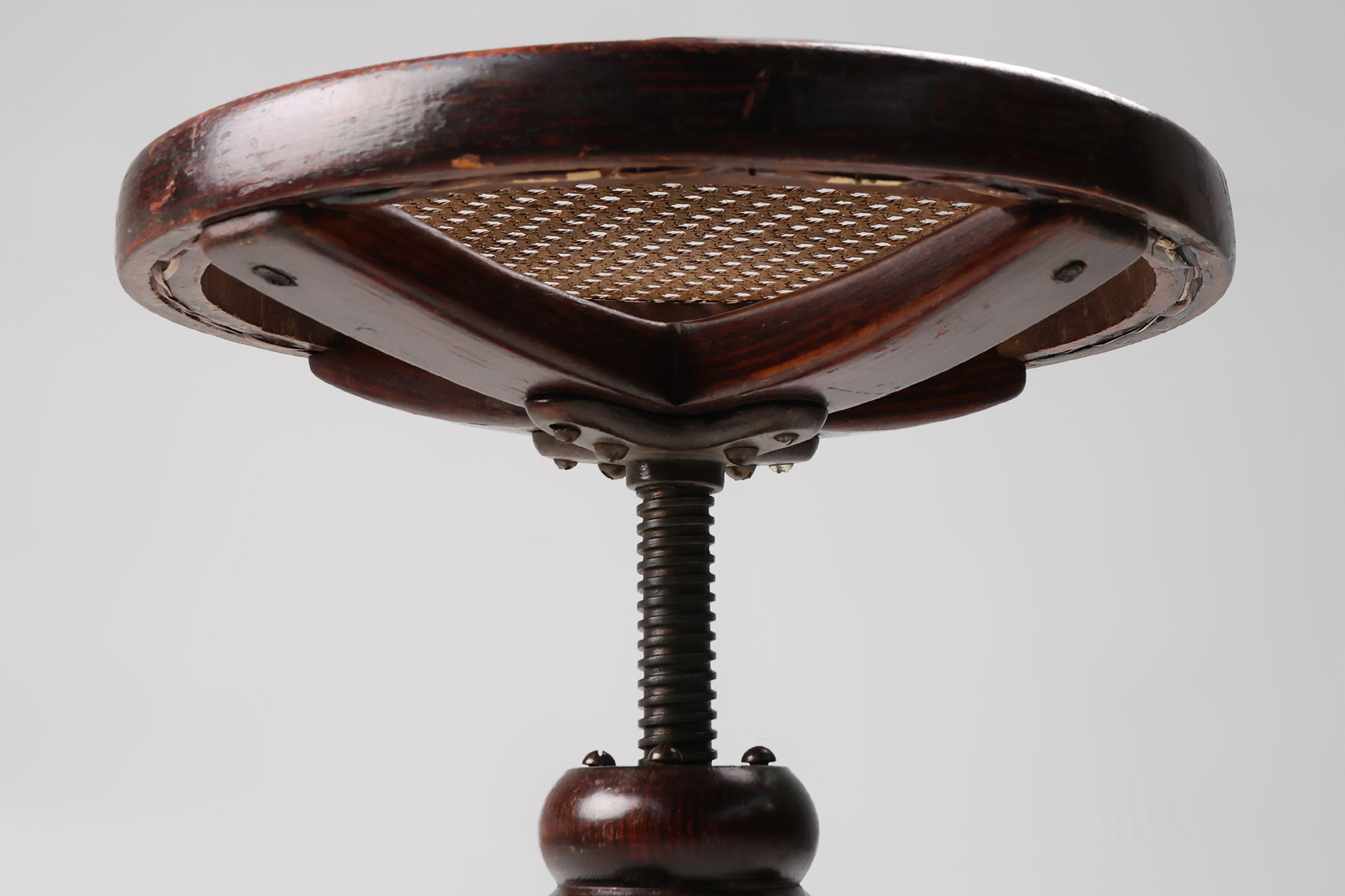 Thonet beech bentwood piano stool with caned seat, Austria ca. 1900thumbnail